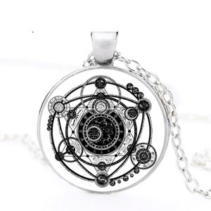 New Sigil Magic Silver Glass Cabochon Necklace.